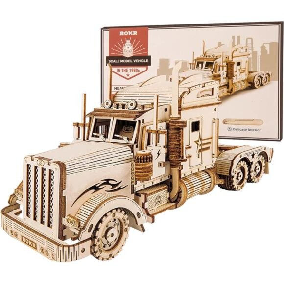 ROKR 3D Wooden Puzzle for Adults-Mechanical Car Model Kits-Brain Teaser